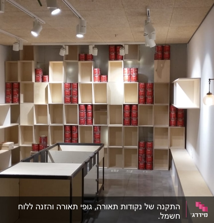 תאורת תקרה עם פנסים תלויים בחדר